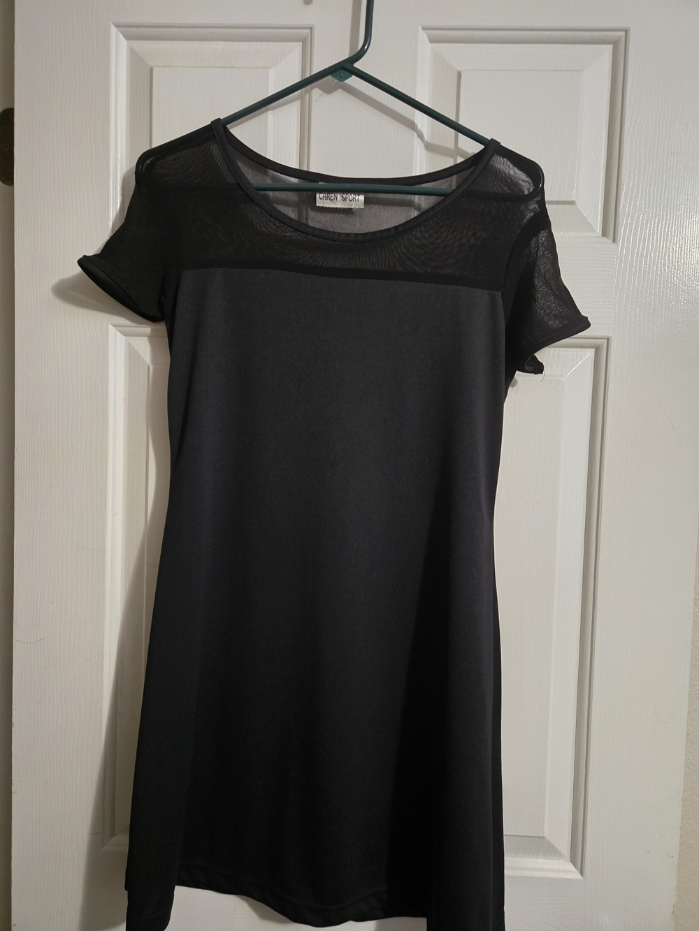 Caren Sport Black Mesh Yoke Mini Dress